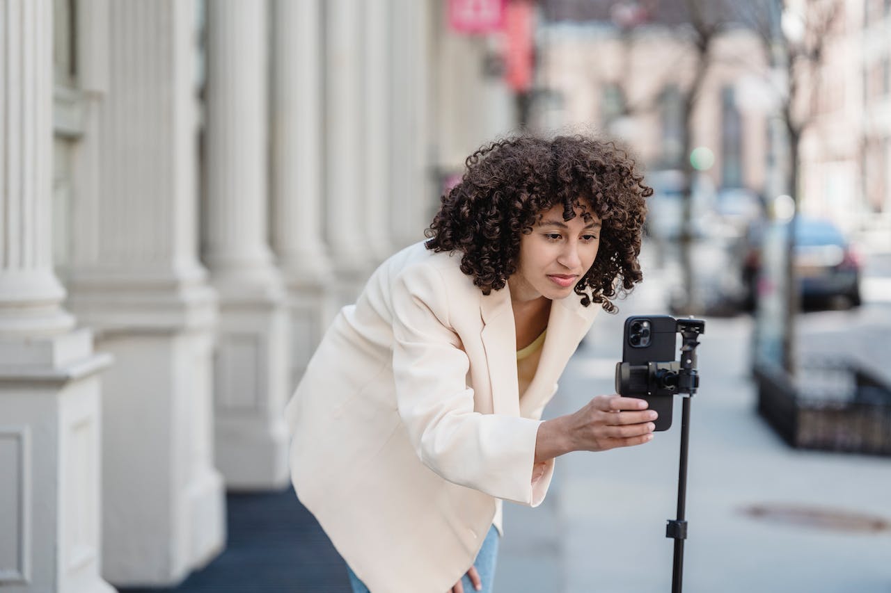 woman creating content