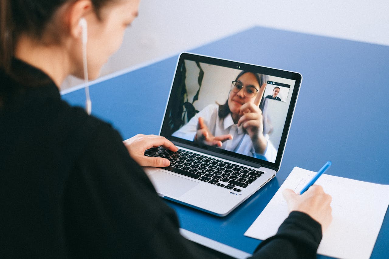 women on video call